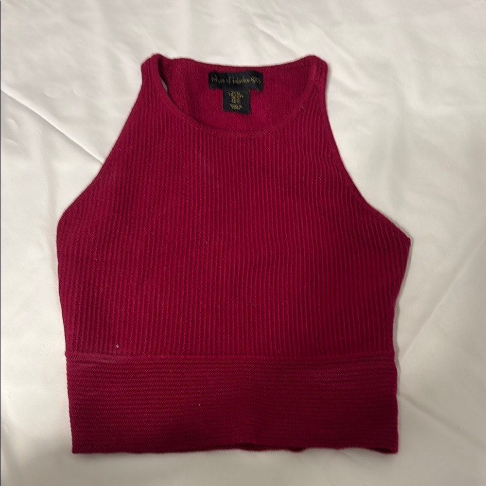 House of Harlow 1960 Red Ribbed Crop Tank Top